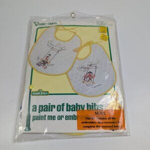 Sesame Street BERT & ERNIE Vogart Baby Bibs Ready to Embroider or Paint 1979